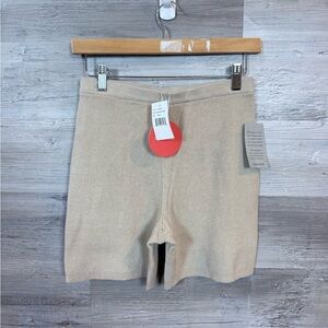 NWT WAYF '98 Luke Heathered Knit Bike Shorts Sahara Sand Small